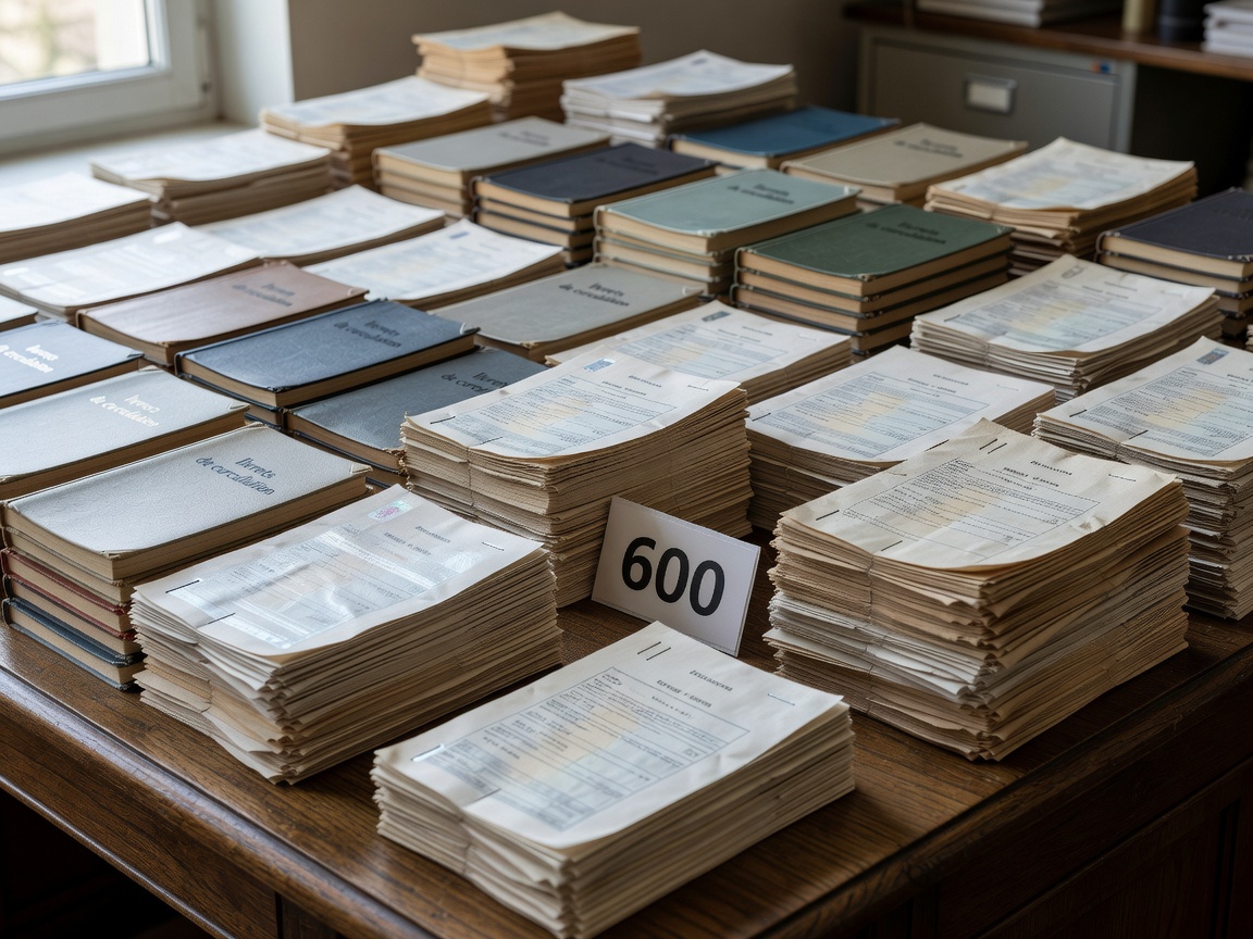 Official European vehicle logbooks, technical registration certificates, and customs declarations